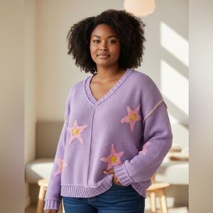 SALE Today Only!
POL Purple Star V-Neck Sweater